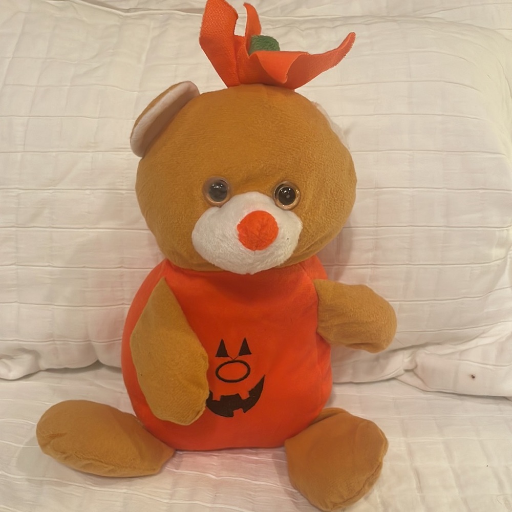 Plush pumpkin bear jack o’lantern orange stuffed animal toy Halloween boys girls